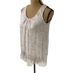 Tendenza Women Silk Sleeveless Floral Blouse Top Lined Ruffles Size S Made Italy
